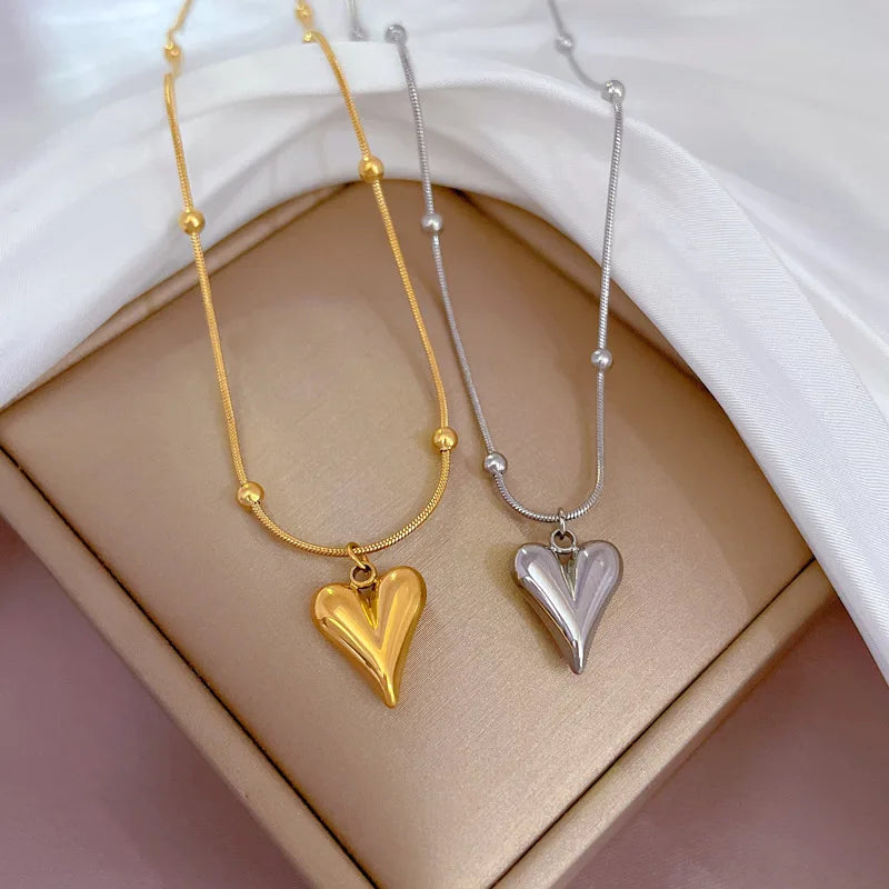 Beaded Heart Gold Clavicle Chain Necklace for Women Chain Necklace Nixie