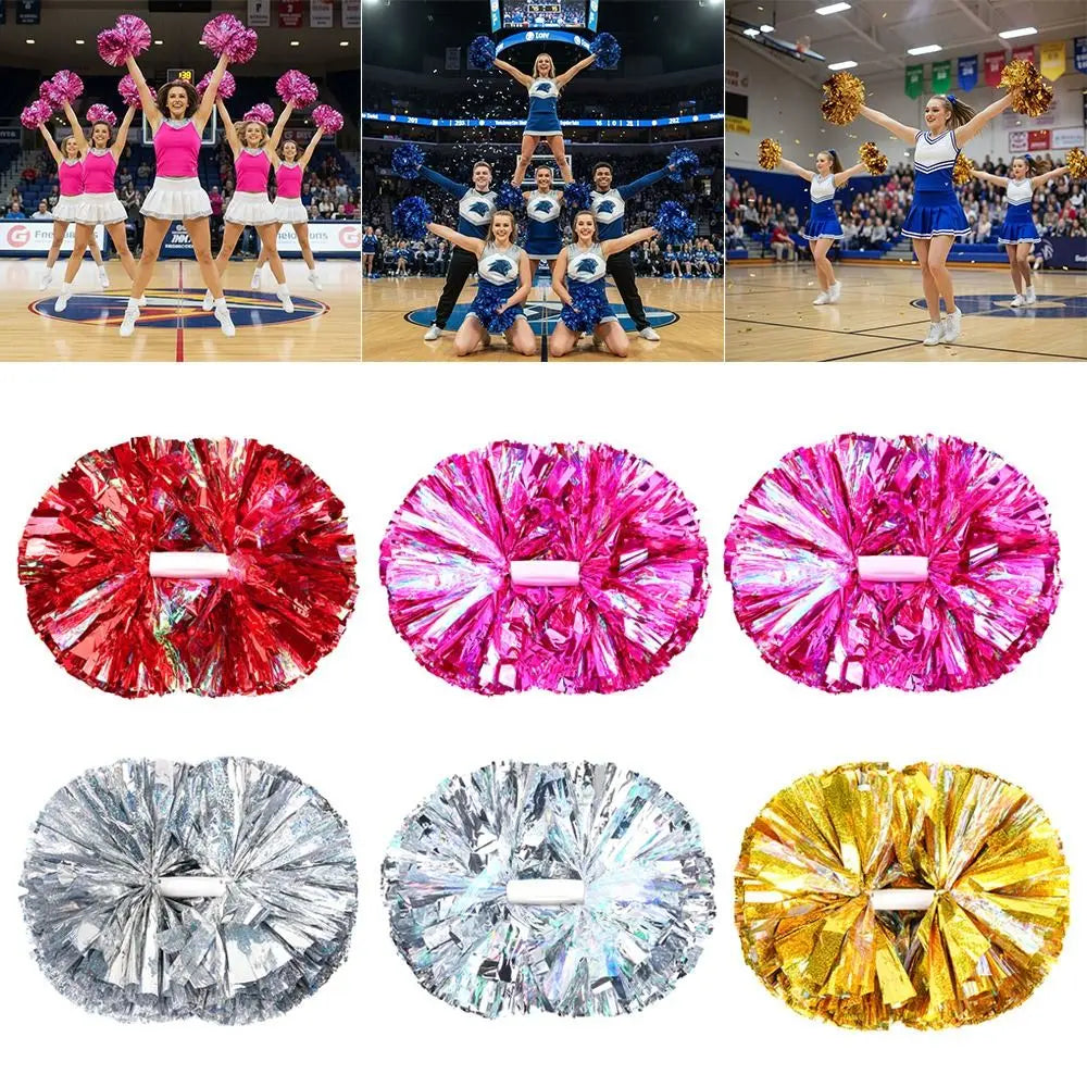 Colorful Cheerleader Pom Poms 30x37cm – Metallic Dance Props Cheerleading Pom Poms Nixie