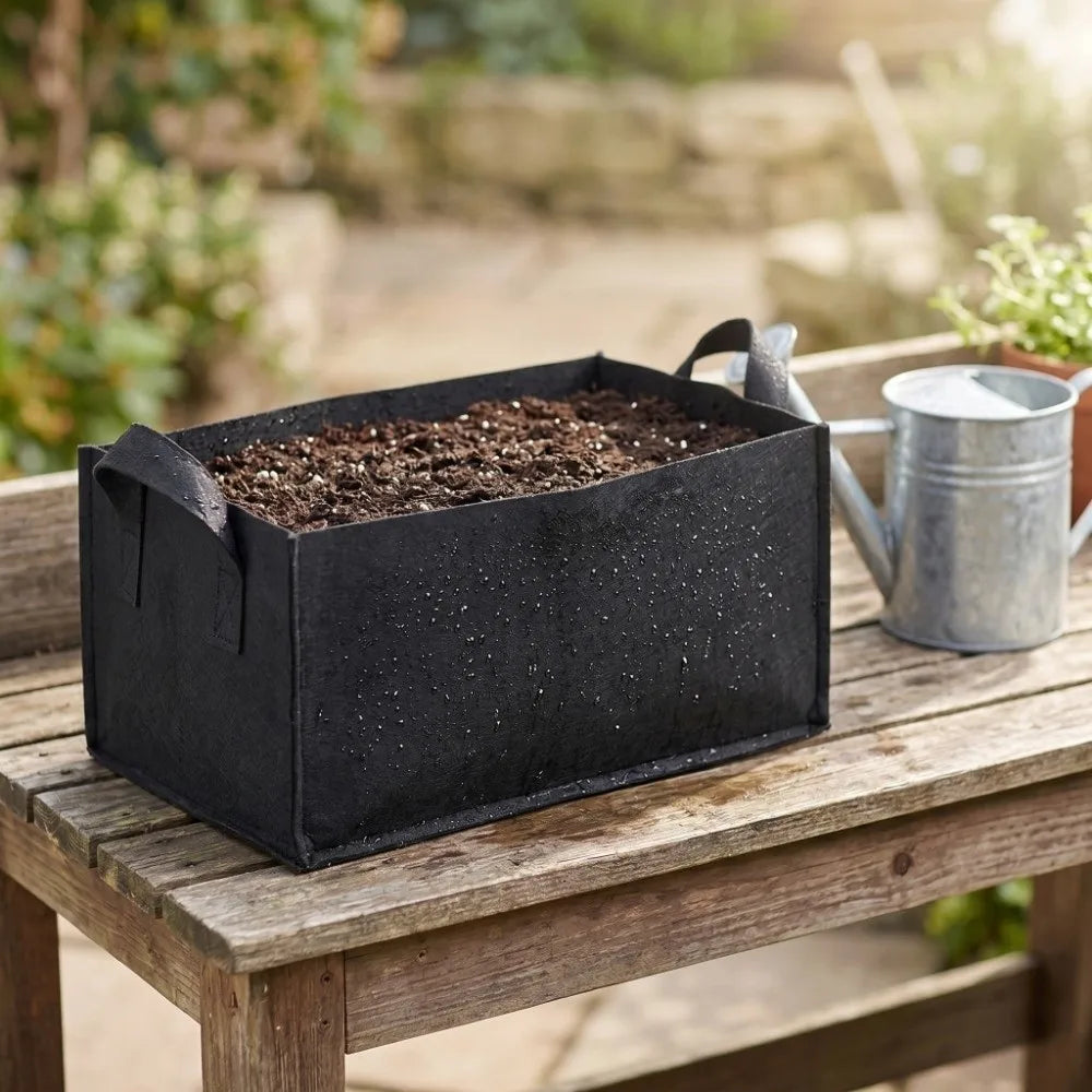 2PCS Rectangle Felt Plant Grow Bags with Handles – S, M, L Fabric Grow Bags Nixie