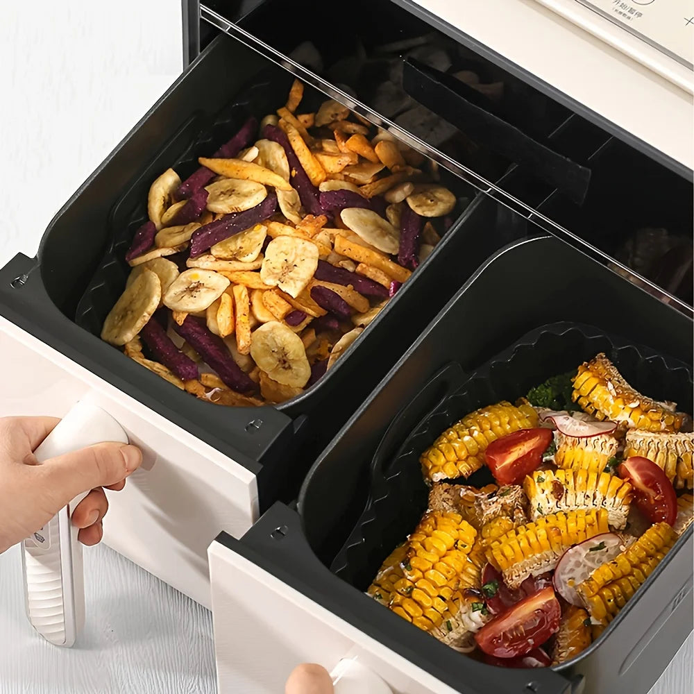 Stainless Steel Air Fryer Rack & Silicone Liner Set – 2pcs Air Fryer Rack Set Nixie