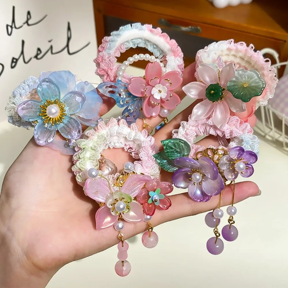 Chinese Style Flower Hair Tie Elastic Bun Rope Girls' Hair Accessory Girls Hair Tie Nixie