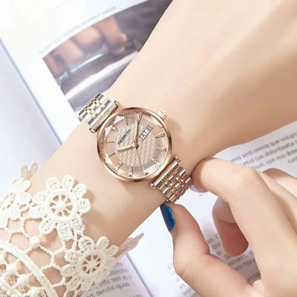 REBIRTH Classic Business Quartz Watch | Calendar & Steel Strap