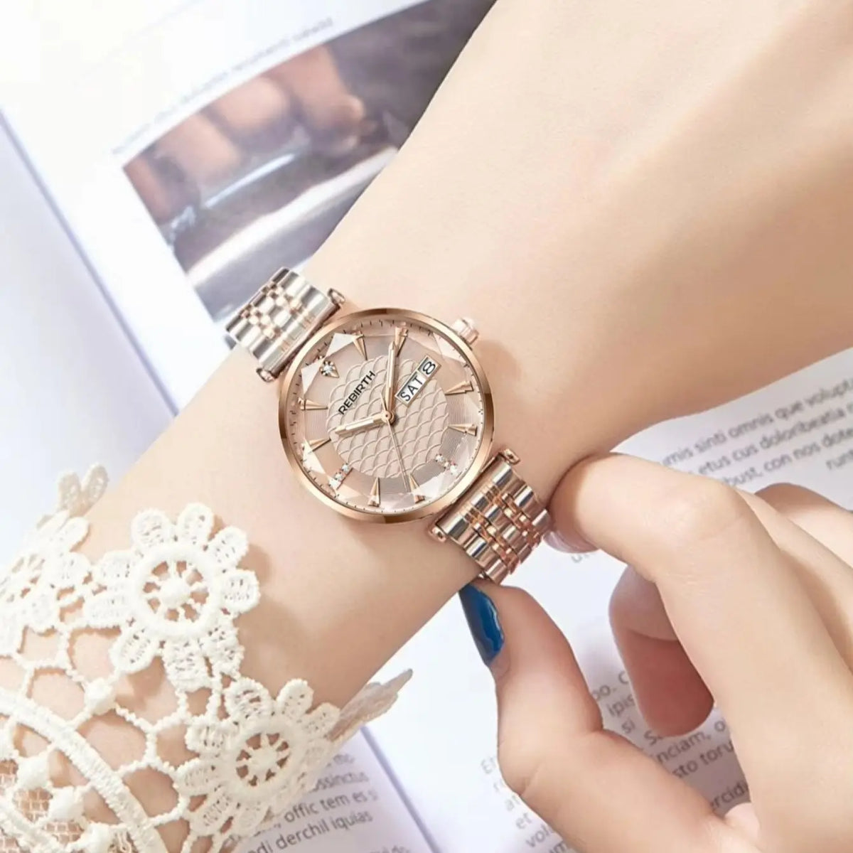 REBIRTH Classic Business Quartz Watch | Calendar & Steel Strap