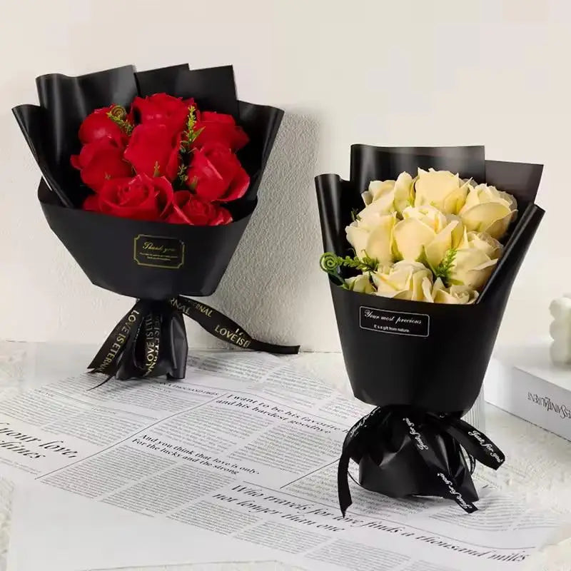 9-Head Soap Rose Bouquet – Artificial Flowers for Home & Gifts Artificial Flower Bouquet Nixie