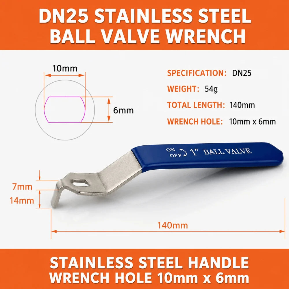 Stainless Steel Ball Valve Lever Handle DN15–DN50 | 6 Sizes Valve Lever Handle Nixie 1-