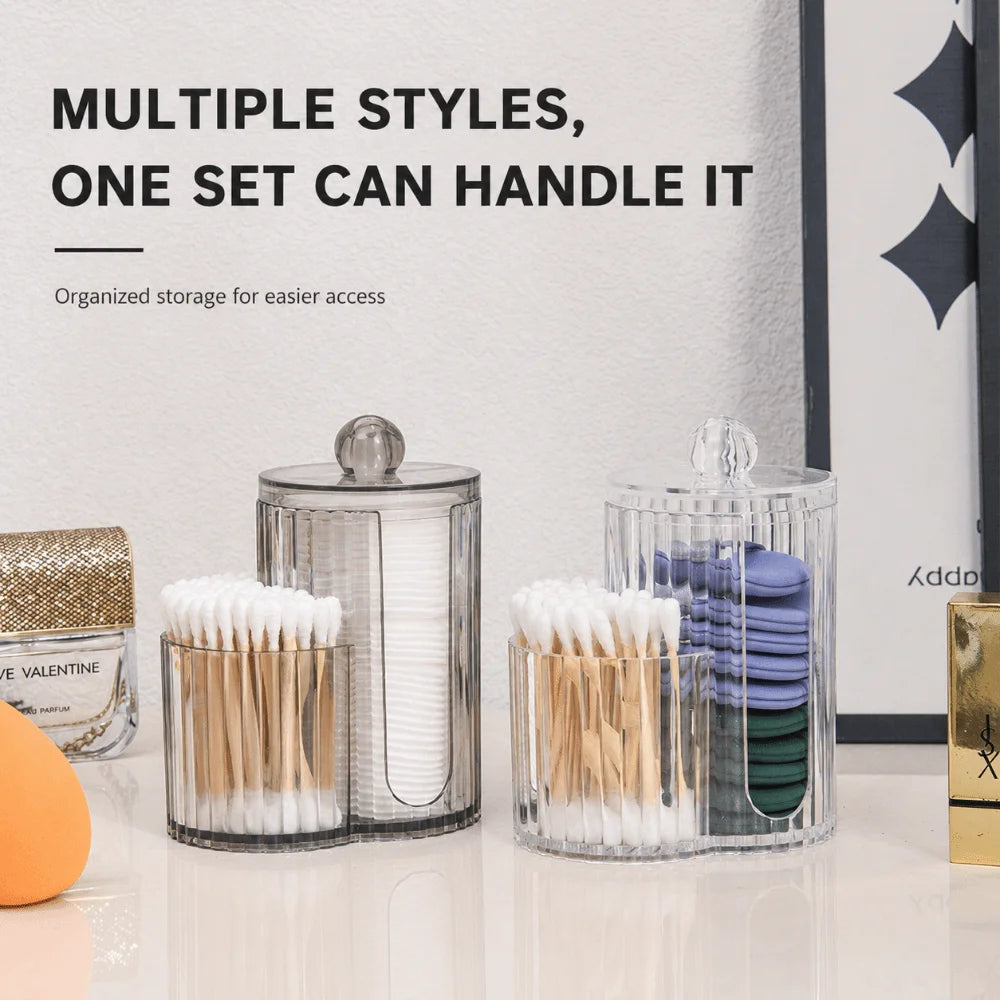 2-in-1 Q-Tip Holder Dustproof Makeup Pad Organizer Storage Box Makeup Organizer Box Nixie