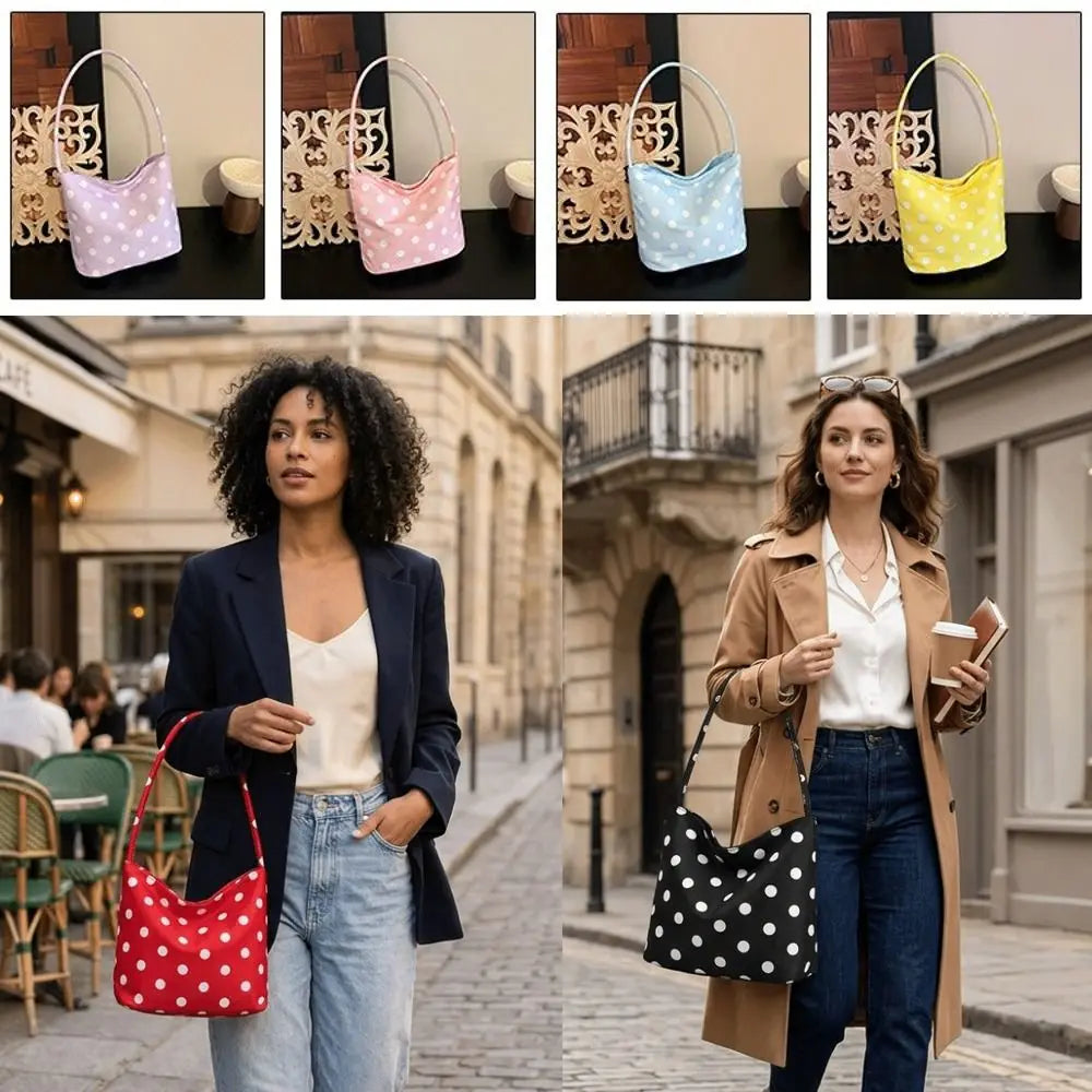 Women's Polka Dot Shoulder Bag – Water-Resistant Oxford Tote Shoulder Bag Nixie