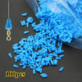 100pcs Rubber Fishing Float Stoppers Blue Oval Space Beans Fishing Float Stoppers Nixie 100pcs