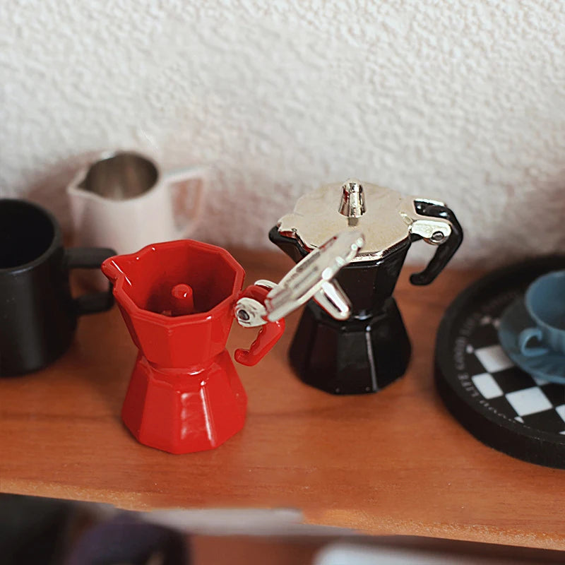 Miniature Coffee Pot Dollhouse Model Toy – Alloy, Ages 14+