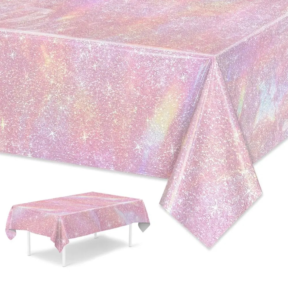 Laser Foil Disposable Tablecloth – Shiny Party Table Cover Disposable Tablecloth Nixie