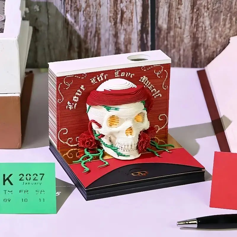 2027 Desk Calendar LED Light 3D Tear-Away Paper Carving Art