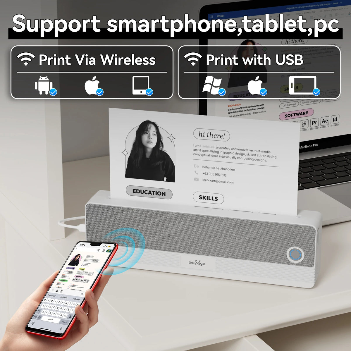 Peripage P81 Portable A4 Bluetooth Thermal Printer – Inkless