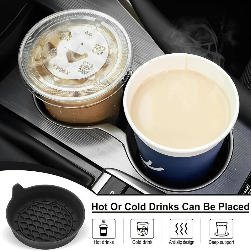 2PCS Silicone Car Coasters – Anti-Slip Cup Holder Pad Car Interior Accessory Nixie