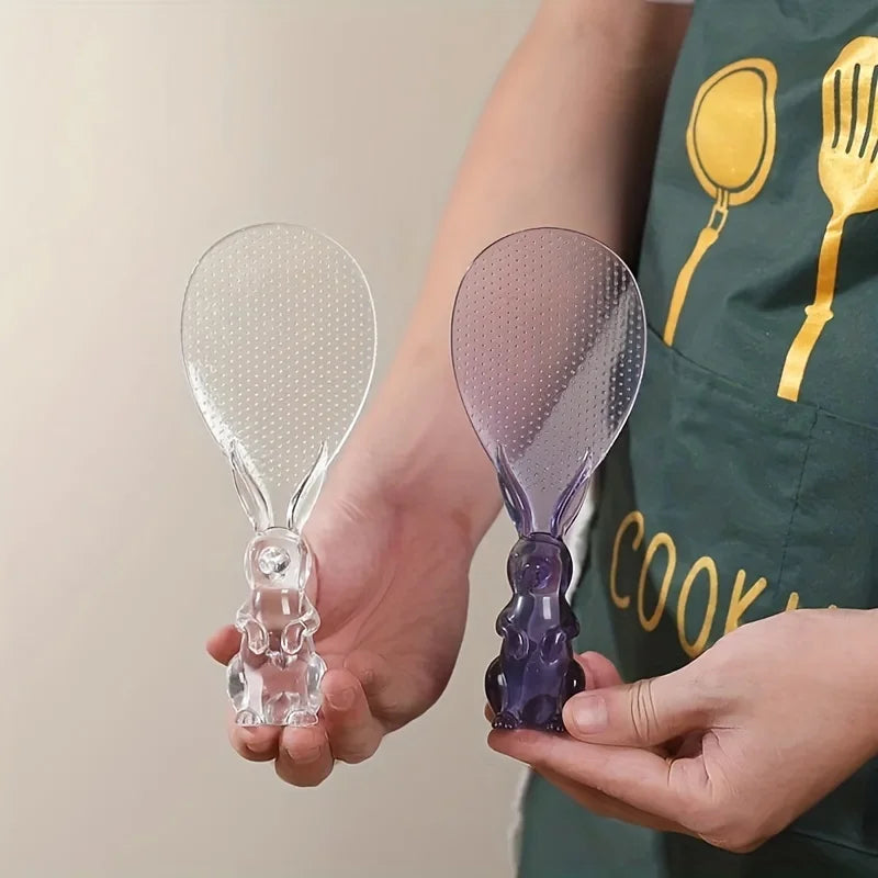 Transparent Crystal Rabbit Rice Spoon – Cute Cartoon Kitchen Scoop