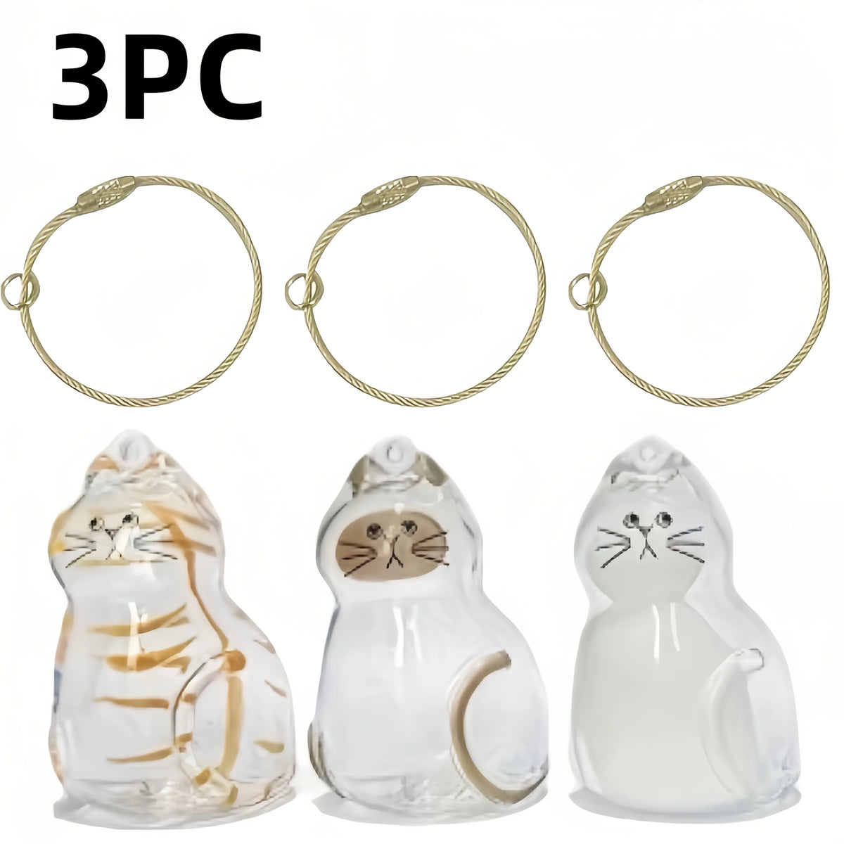 3pc Cat Hair Memorial Capsule – Cute Kitten Keepsake Ornament Pet Keepsake Capsule Nixie 3PCS A