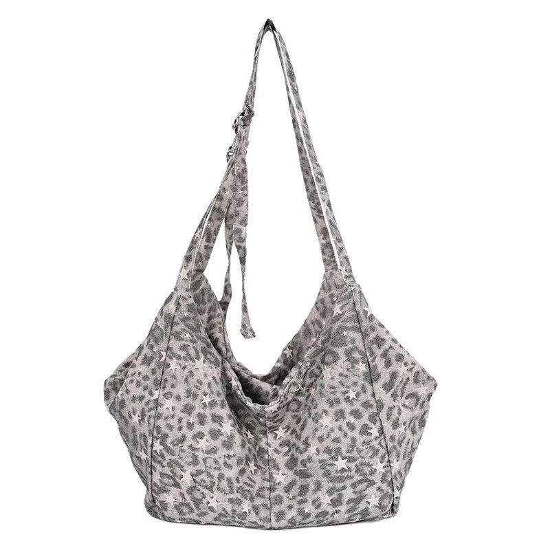 Leopard Print Canvas Tote Bag – Oversized Korean Women's Bag Canvas Tote Bag Nixie