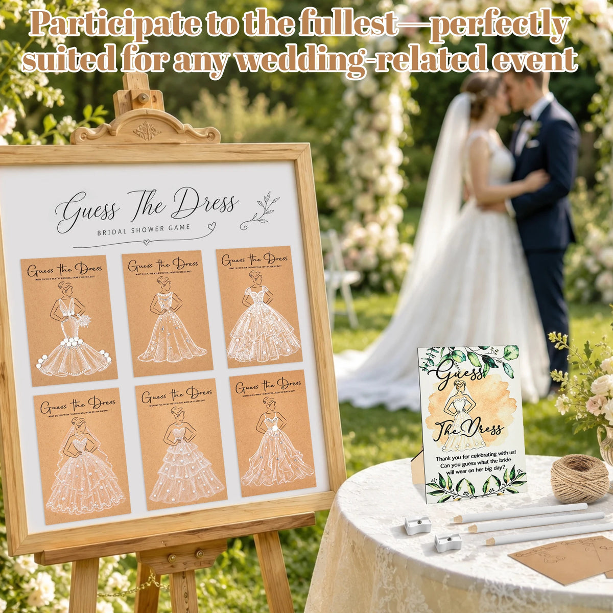 30-Pc Guess the Dress Bridal Shower Game Cards with Pens Bridal Shower Game Nixie