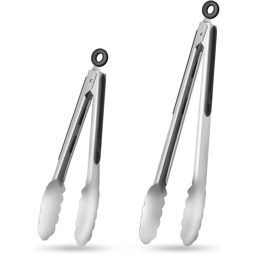 Stainless Steel Kitchen Tongs Set – 9" & 12" Locking BBQ Clips Kitchen Tongs Set Nixie
