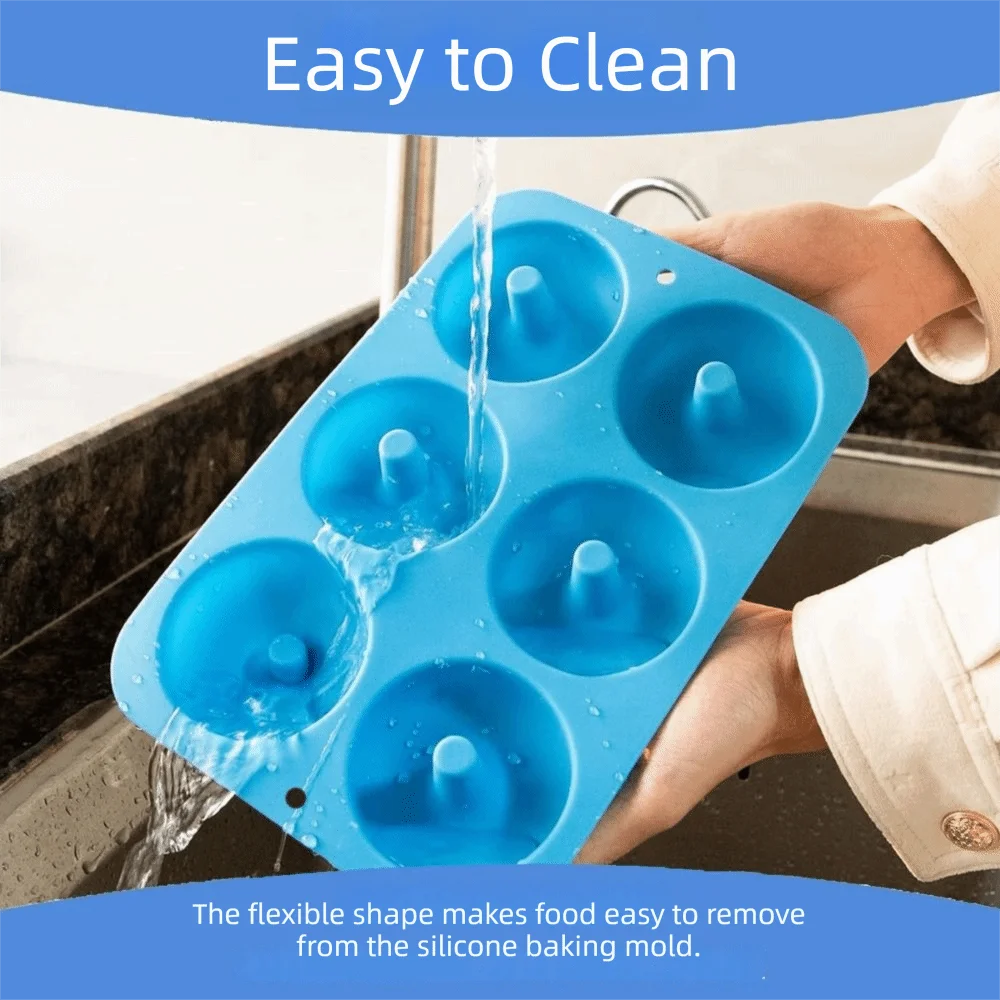Silicone Donut Mold 6-Cavity Non-Stick BPA-Free Baking Pan Silicone Baking Mold Nixie