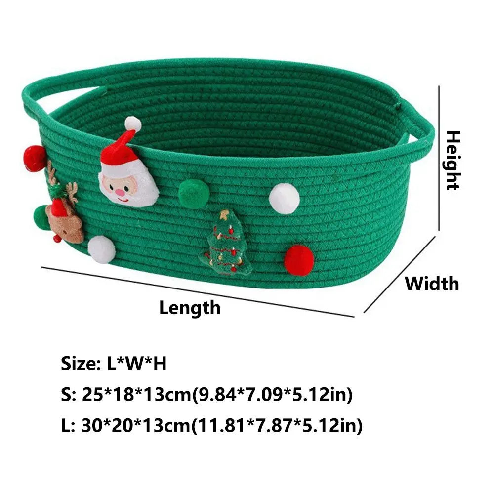 Christmas Gift Basket Large Capacity Cotton Rope – Green & Red Christmas Gift Basket Nixie