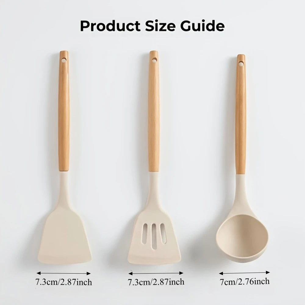 Silicone Kitchen Utensil Set – Spatula, Slotted Spatula & Ladle Silicone Cooking Utensils Nixie