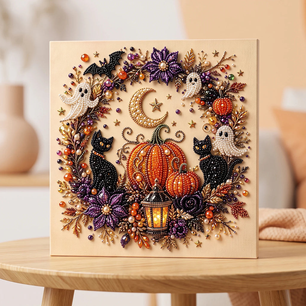 Halloween 3D Diamond Painting DIY Kit – Ghost & Pumpkin Pearl Art