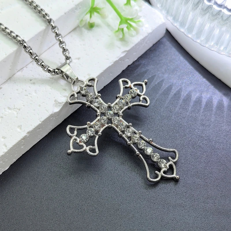 Luxury Cross Pendant Necklace | Stainless Steel Collarbone Chain Pendant Necklace Nixie