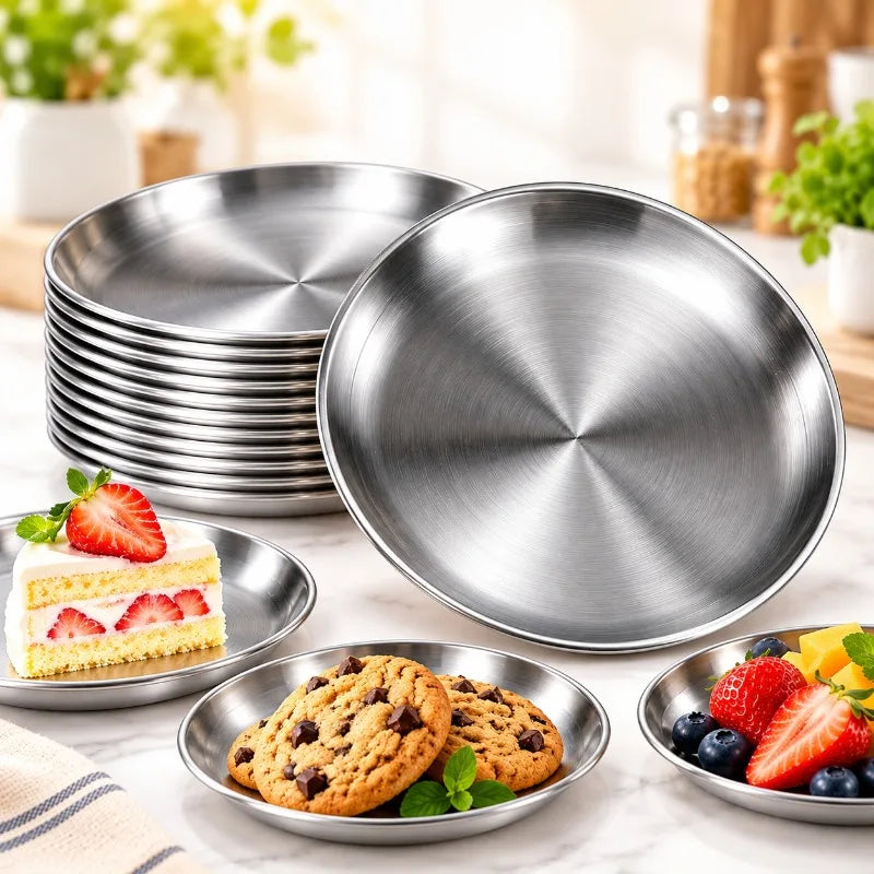 10-Piece Stainless Steel Plates Set – Dishwasher Safe & Non-Toxic Stainless Steel Plates Nixie