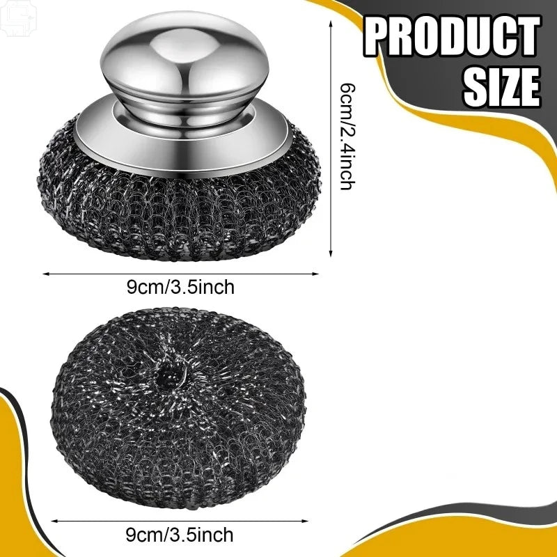Stainless Steel Pot Brush with Handle – Heavy Duty Scrubber Kitchen Cleaning Brush Nixie