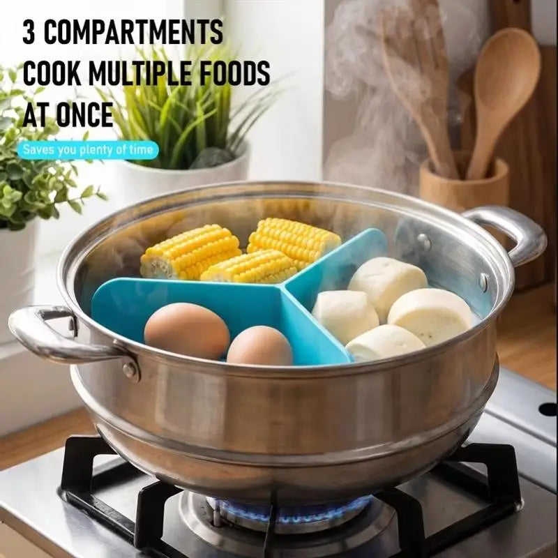 Silicone Air Fryer Divider Tray | 3-Compartment Reusable Liner Air Fryer Liner Nixie