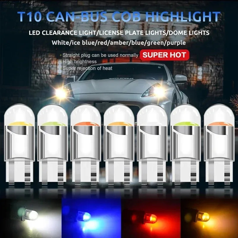 10pcs T10 W5W COB LED Car Bulbs 6000K White 12V | 400 Lumens LED Car Bulbs Nixie