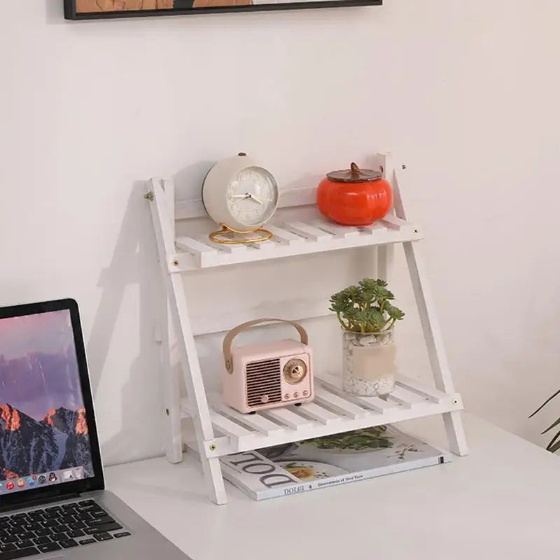 2-Tier Wooden Desktop Storage Rack & Book Organizer Shelf Desktop Storage Shelf Nixie
