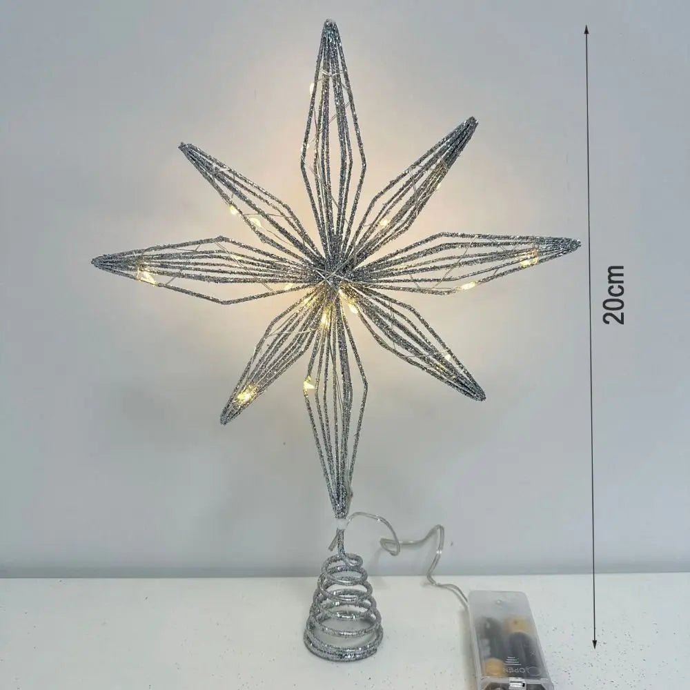 LED Star Christmas Tree Topper Glitter Iron Light Up Décor Christmas Tree Topper Nixie