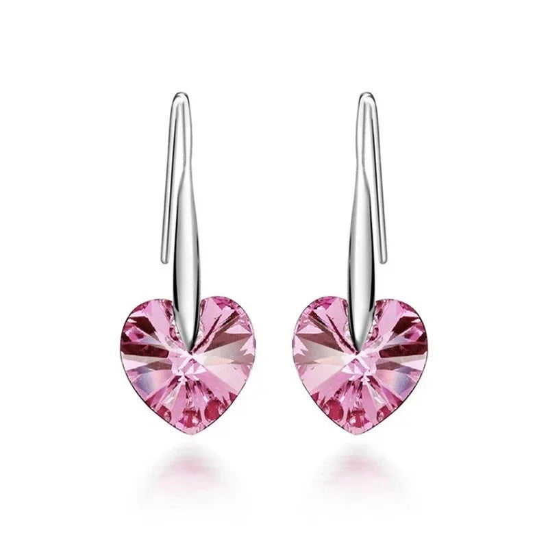 Crystal Heart Drop Earrings – Bridal Wedding Jewelry for Women Drop Earrings Nixie