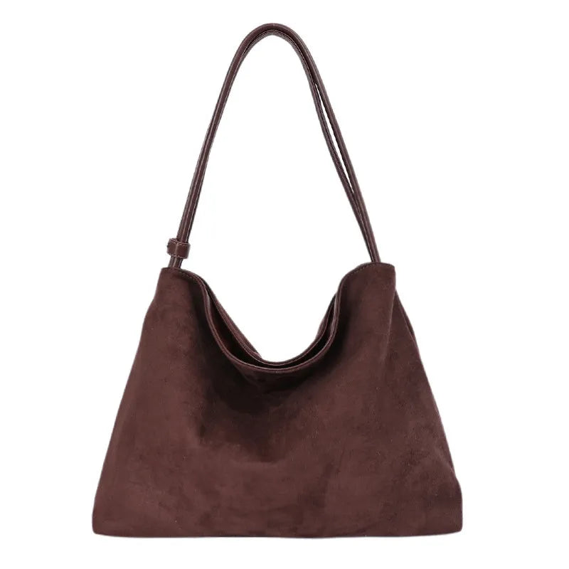 Nixie Retro Suede Tote Bag – Large Capacity School & Work