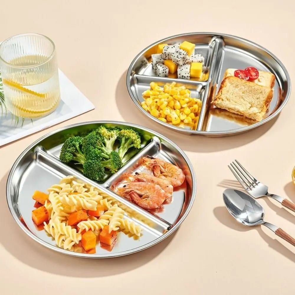 304 Stainless Steel Divided Portion Plates 9" – Kids & Adults Divided Portion Plate Nixie
