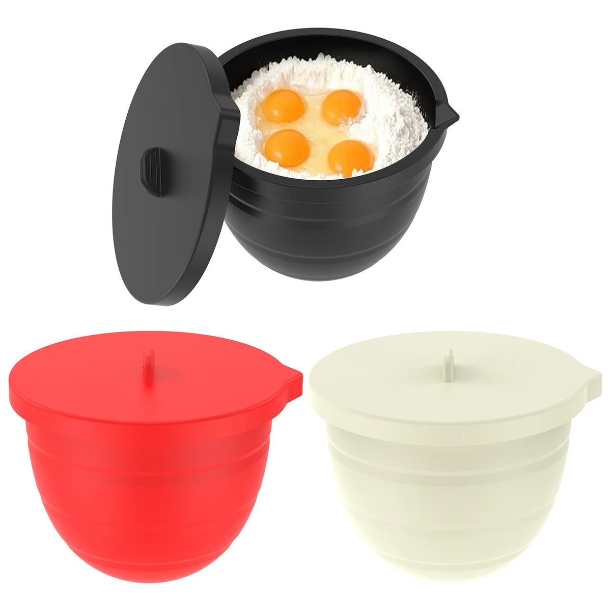 Silicone Bowl Liners for KitchenAid 5 Qt Mixer – 3 Pack + Lids Mixer Bowl Liner Nixie 3 Colors Style 1