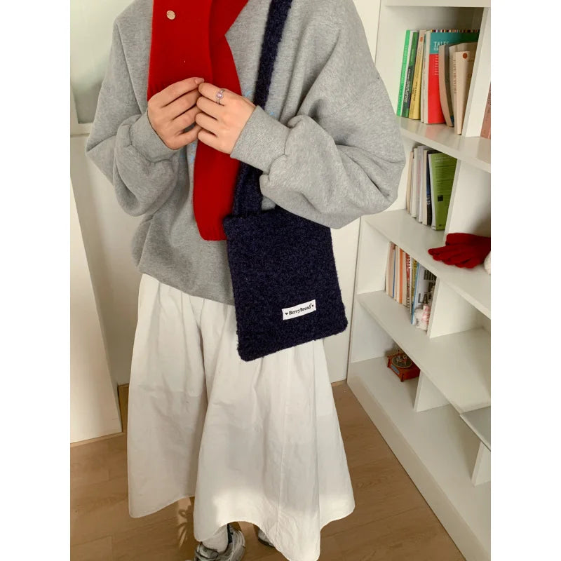 Women's Plush Mini Crossbody Bag | Korean Style Cute Shoulder Bag Plush Crossbody Bag Nixie