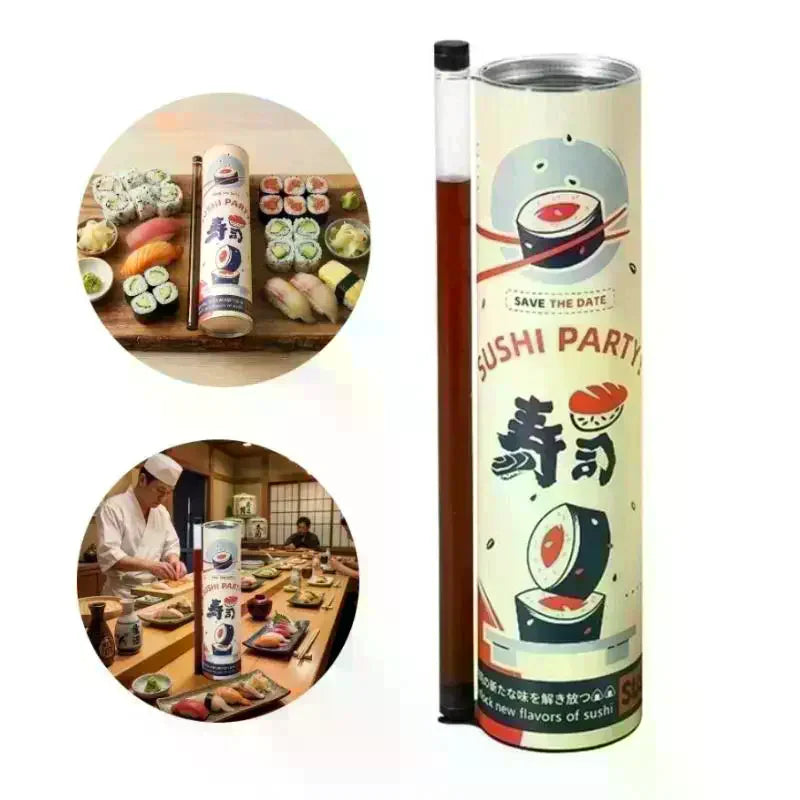 3-Pack Food Grade Sushi Push Box with Sauce Straw | Paper Mold Sushi Push Box Nixie