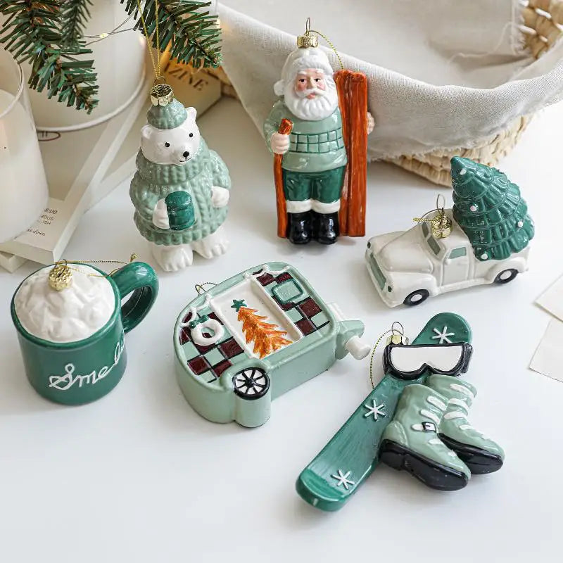 Christmas Hanging Ornaments – Santa, Bear & Car Tree Pendants Christmas Tree Ornament Nixie