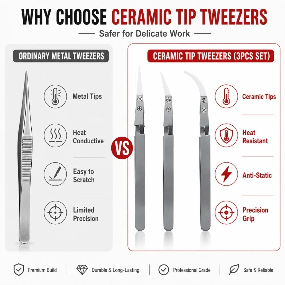 Ceramic Cross Lock Tweezers Anti-Static Reverse Action Tool
