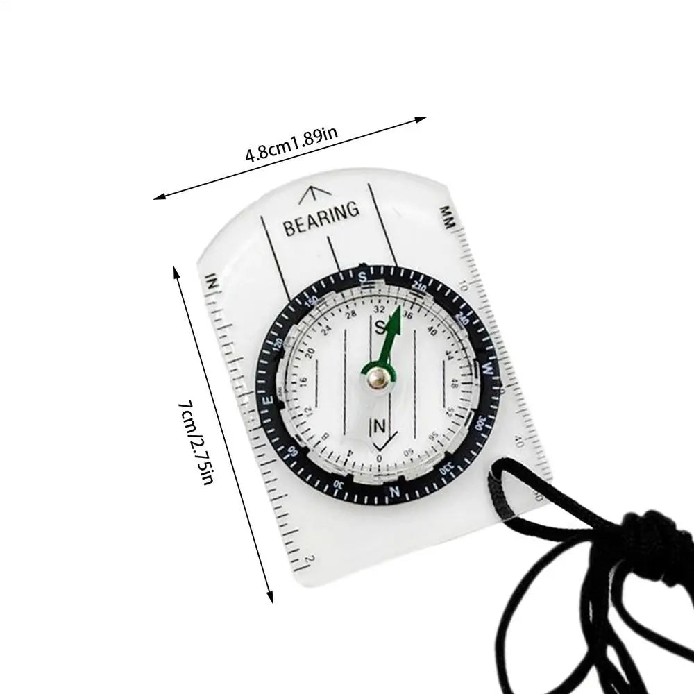 Mini Transparent Compass Map Ruler – Hiking Camping Navigation