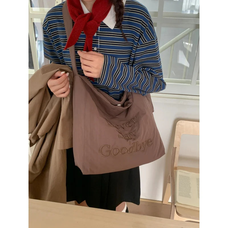 Korean Embroidered Nylon Tote Bag – Large Capacity Women's Bag Women's Tote Bag Nixie