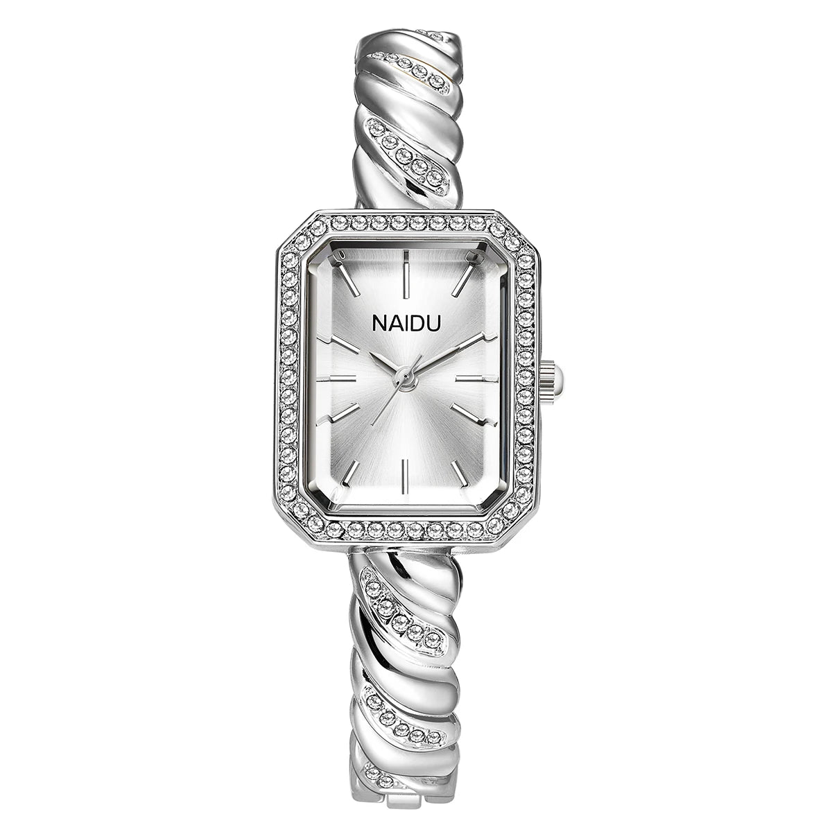 Casual Luxury Bracelet Watch – Quartz, Alloy, Numberless Dial Bracelet Watch Nixie Silver