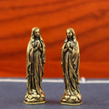 Brass Virgin Mary Figurine Pendant – Vintage Copper Keepsake Religious Figurine Nixie A
