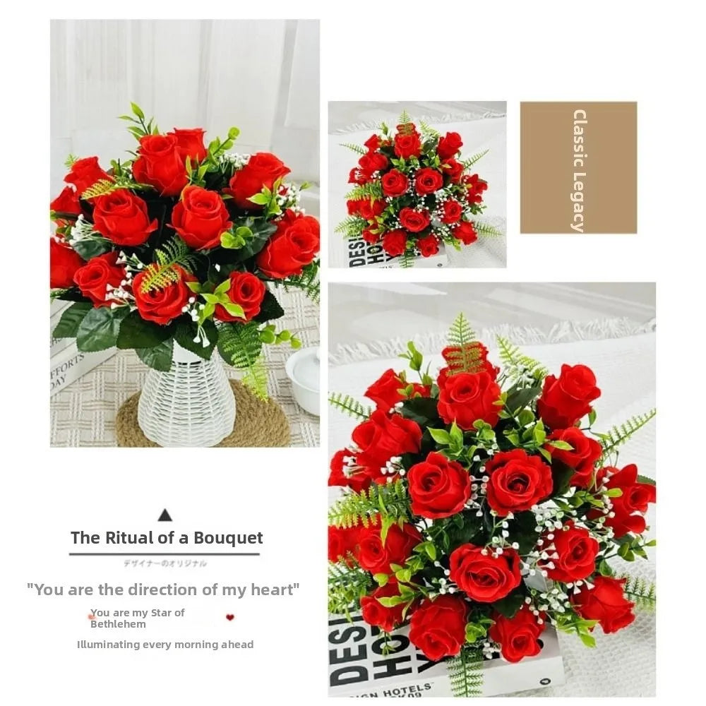 18-Head Artificial Rose Bouquet | 8 Colors | Home Decor Gift Artificial Flower Bouquet Nixie