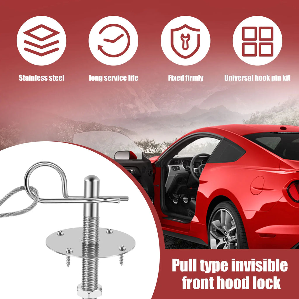 Universal Stainless Steel Hood Pin Plate Lock Kit – Racing Hood Pin Lock Kit Nixie