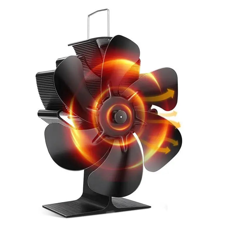 6-Blade Heat-Powered Wood Stove Fan – Quiet Log Burner Fan Stove Fan Nixie