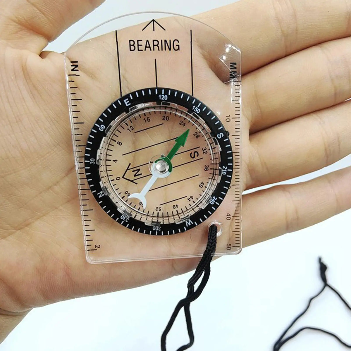 Mini Transparent Compass Map Ruler – Hiking Camping Navigation