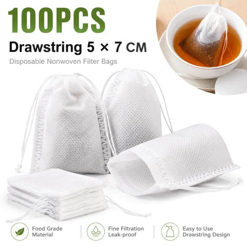 100Pcs Disposable Drawstring Tea Filter Bags – Loose Leaf Tea Tea Filter Bags Nixie 5x7cm 100pcs